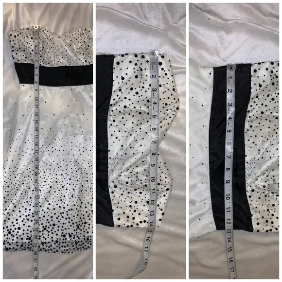 White House Black Market black & white dotted strapless cocktail dress size 0 - Picture 4 of 7